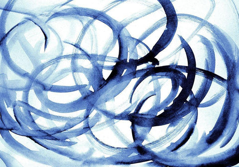 Indigo Dreams White Modern Wood Framed Art Print with Double Matting by Bryant, Susan