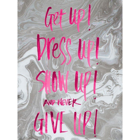 Never Give Up Grey Marble Black Modern Wood Framed Art Print by Bryant, Susan