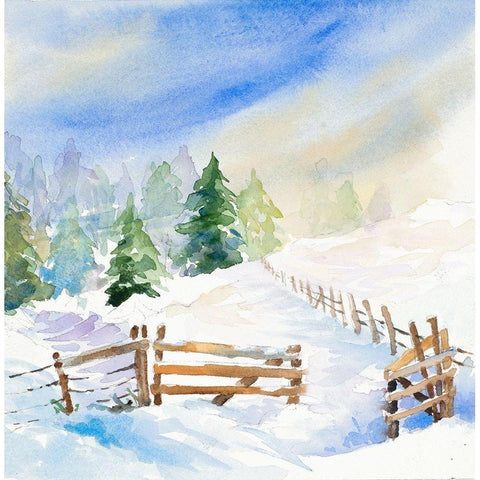 Snowy Serenity I White Modern Wood Framed Art Print by Loreth, Lanie