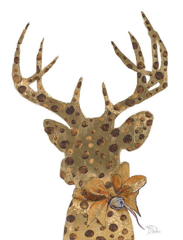 Dotted Deer White Modern Wood Framed Art Print with Double Matting by Pinto, Patricia