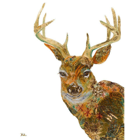 Retro Deer Black Modern Wood Framed Art Print with Double Matting by Pinto, Patricia