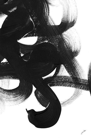 Noir Strokes I Black Ornate Wood Framed Art Print with Double Matting by Ritter, Gina