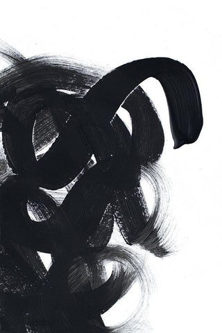 Noir Strokes III White Modern Wood Framed Art Print with Double Matting by Ritter, Gina