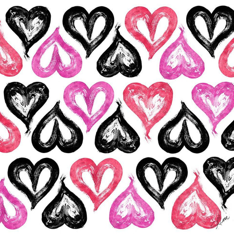 Heart Strokes Pattern Black Modern Wood Framed Art Print by Ritter, Gina