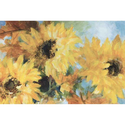 Quiet Breezy Sunflowers Gold Ornate Wood Framed Art Print with Double Matting by Loreth, Lanie