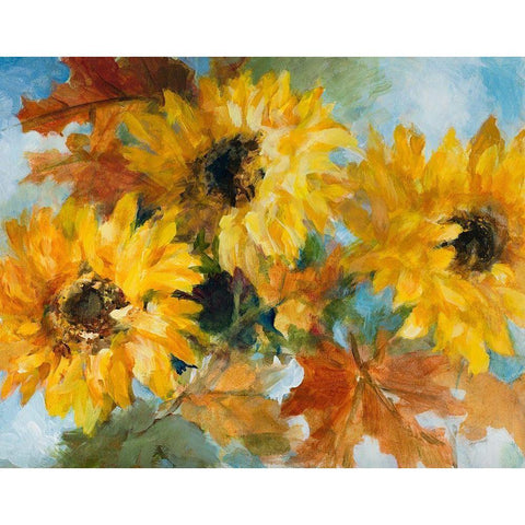 Breezy Sunflowers Black Modern Wood Framed Art Print with Double Matting by Loreth, Lanie