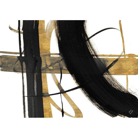 Urban Vibe with Gold I Black Modern Wood Framed Art Print with Double Matting by Loreth, Lanie