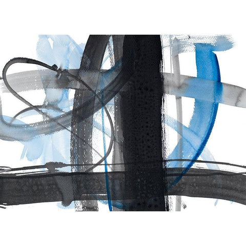 Urban Vibe With Blue II Black Modern Wood Framed Art Print with Double Matting by Loreth, Lanie