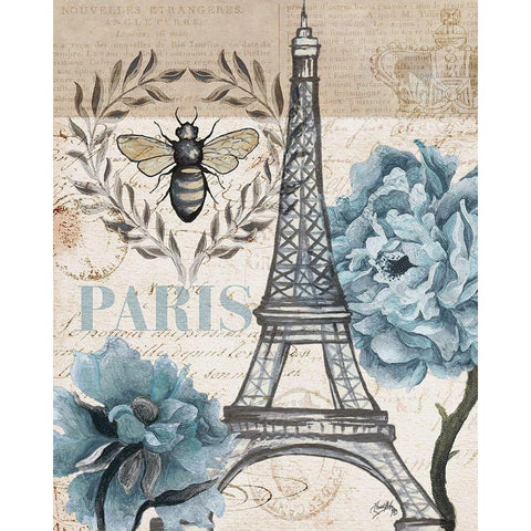 Paris Bee I Gold Ornate Wood Framed Art Print with Double Matting by Medley, Elizabeth