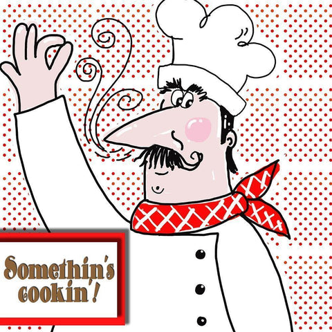 Bon Appetit Chef II White Modern Wood Framed Art Print with Double Matting by Mosher, Deidre