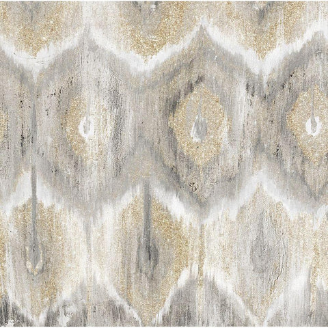 Gold and Silver Ikat White Modern Wood Framed Art Print by Pinto, Patricia