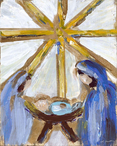 Manger White Modern Wood Framed Art Print with Double Matting by Hewitt, L.