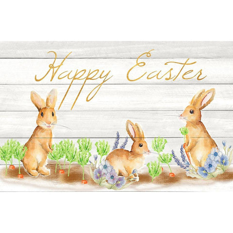 Happy Easter Bunnies (rectangle) White Modern Wood Framed Art Print by Metz, Andi