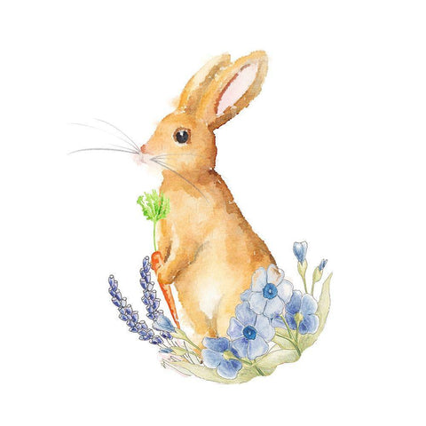 Spring Bunny I Gold Ornate Wood Framed Art Print with Double Matting by Metz, Andi