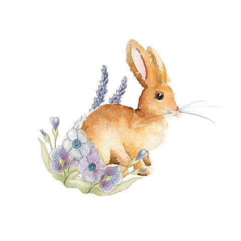 Spring Bunny II White Modern Wood Framed Art Print with Double Matting by Metz, Andi