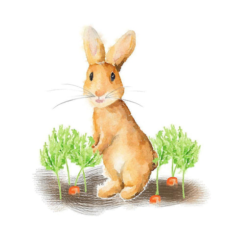 Spring Bunny IV Gold Ornate Wood Framed Art Print with Double Matting by Metz, Andi