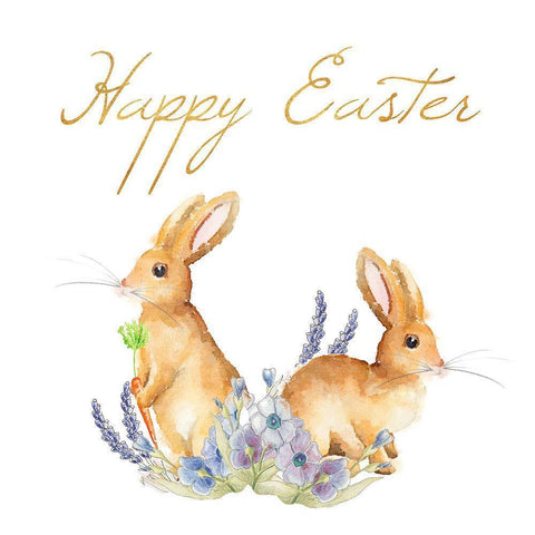 Happy Easter Spring Bunny II Black Modern Wood Framed Art Print with Double Matting by Metz, Andi