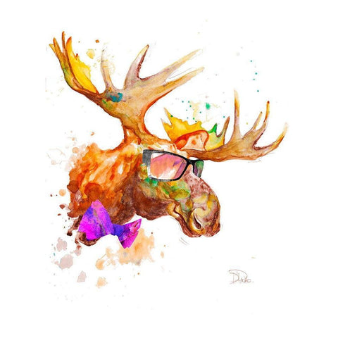 Cool Moose Gold Ornate Wood Framed Art Print with Double Matting by Pinto, Patricia