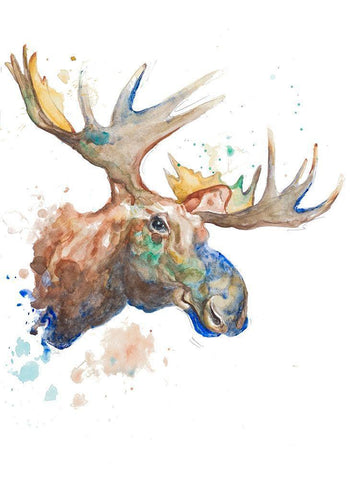 Moose White Modern Wood Framed Art Print with Double Matting by Pinto, Patricia