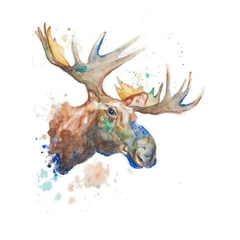 Moose Gold Ornate Wood Framed Art Print with Double Matting by Pinto, Patricia