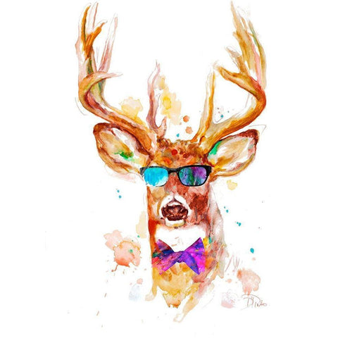 Cool Stag White Modern Wood Framed Art Print by Pinto, Patricia