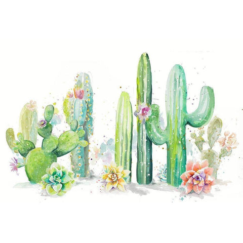 Cactus Garden White Modern Wood Framed Art Print by Pinto, Patricia