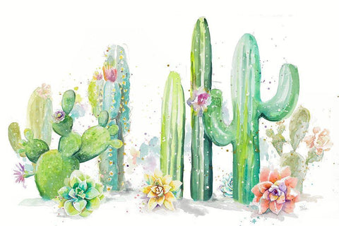 Cactus Garden White Modern Wood Framed Art Print with Double Matting by Pinto, Patricia