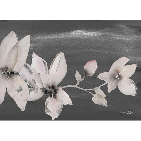 Blooming Whispers on Chalkboard I White Modern Wood Framed Art Print by Loreth, Lanie