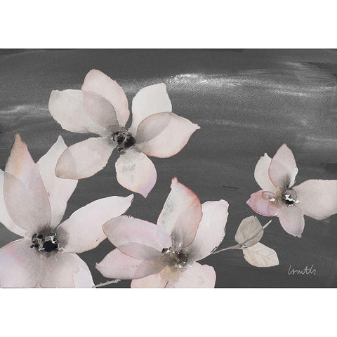 Blooming Whispers on Chalkboard II White Modern Wood Framed Art Print by Loreth, Lanie