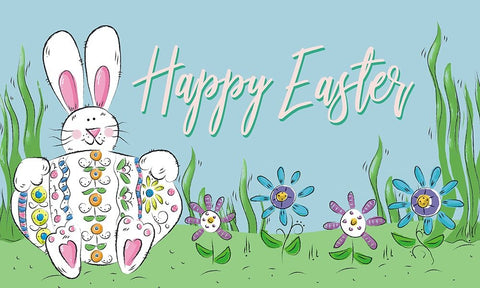 Happy Easter (rectangle) White Modern Wood Framed Art Print with Double Matting by Mosher, Deidre