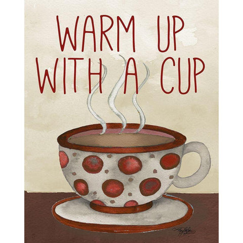 Warm Up A Cup Black Modern Wood Framed Art Print with Double Matting by Baker, Mary Beth