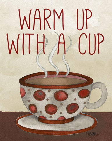 Warm Up A Cup Black Ornate Wood Framed Art Print with Double Matting by Baker, Mary Beth