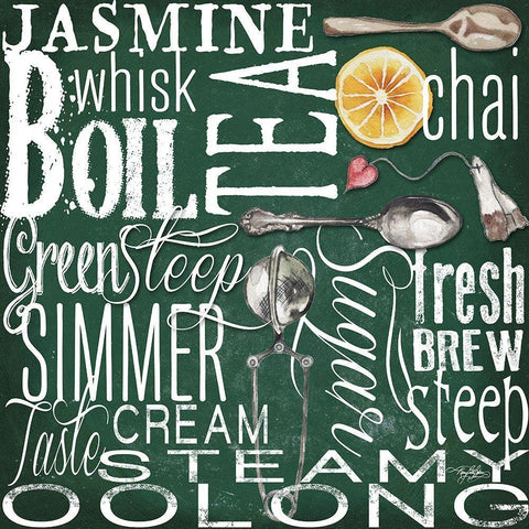 Drink Typography Forest Green Black Ornate Wood Framed Art Print with Double Matting by Baker, Mary Beth