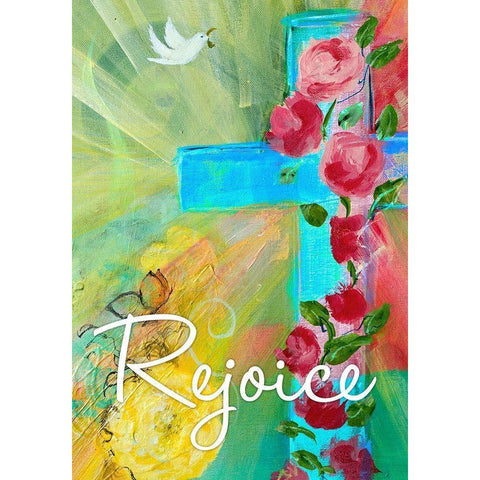 Rejoice Cross Black Modern Wood Framed Art Print by Maria, Robin