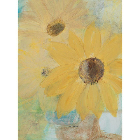 Big Sunflowers Black Modern Wood Framed Art Print with Double Matting by Maria, Robin