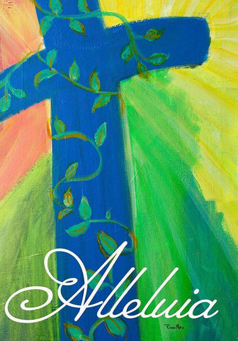 Alleluia Cross White Modern Wood Framed Art Print with Double Matting by Maria, Robin