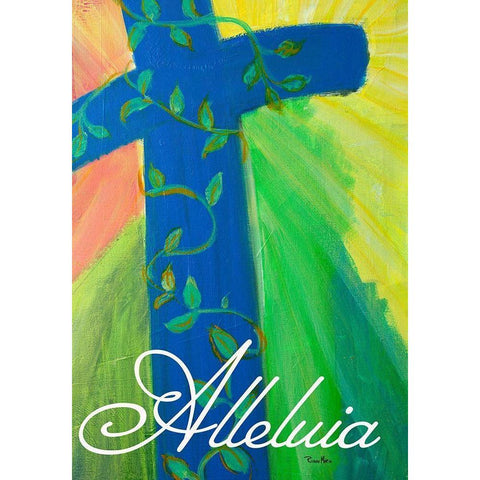 Alleluia Cross White Modern Wood Framed Art Print by Maria, Robin