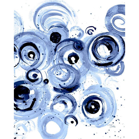 Circulation Indigo Black Modern Wood Framed Art Print with Double Matting by Pinto, Patricia