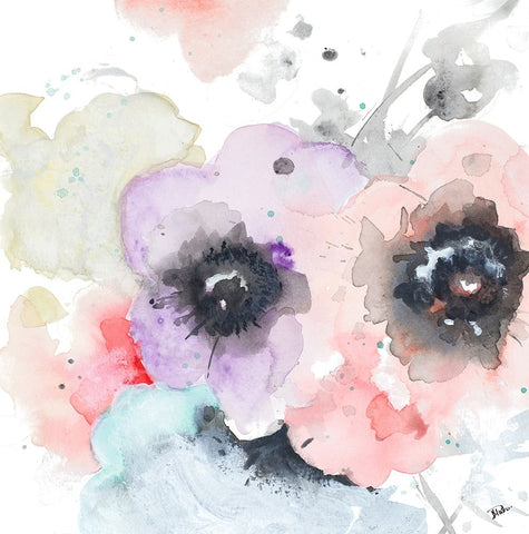 Flores Square White Modern Wood Framed Art Print with Double Matting by Pinto, Patricia