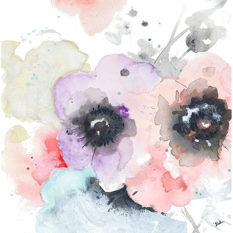 Flores Square Black Modern Wood Framed Art Print with Double Matting by Pinto, Patricia