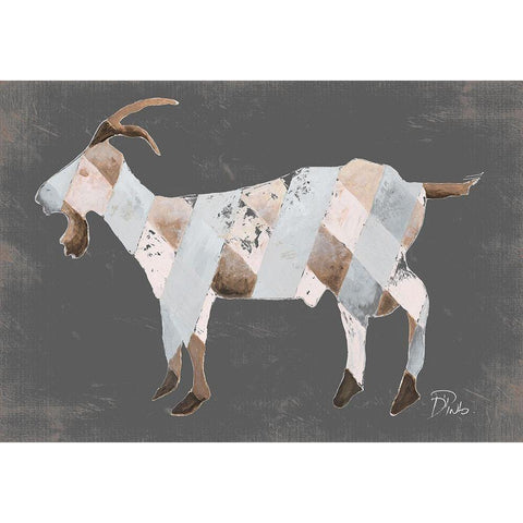Rustic Plaid Goat White Modern Wood Framed Art Print by Pinto, Patricia
