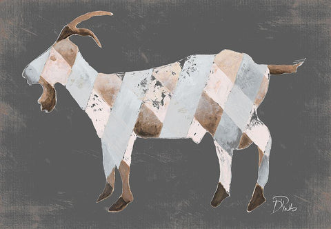 Rustic Plaid Goat White Modern Wood Framed Art Print with Double Matting by Pinto, Patricia