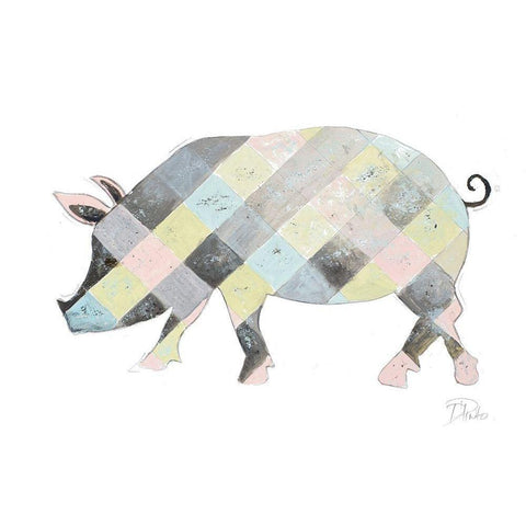 The Plaid Pig Black Modern Wood Framed Art Print by Pinto, Patricia