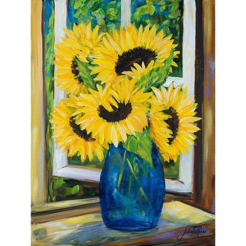 Sunflowers Black Modern Wood Framed Art Print with Double Matting by DeRice, Julie