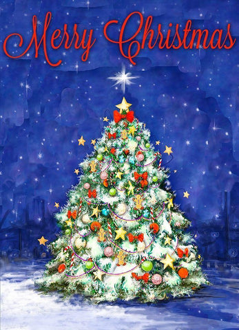 Merry Christmas Tree White Modern Wood Framed Art Print with Double Matting by Diannart