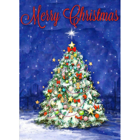 Merry Christmas Tree Black Modern Wood Framed Art Print by Diannart