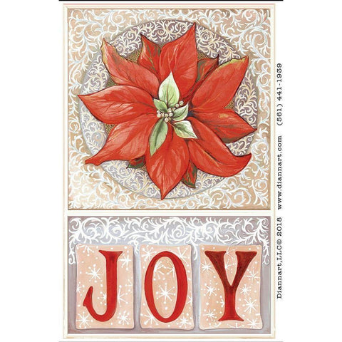 Poinsettia Joy Gold Ornate Wood Framed Art Print with Double Matting by Diannart