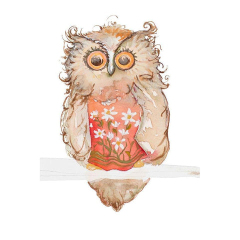 Morning Owl Black Modern Wood Framed Art Print with Double Matting by Diannart
