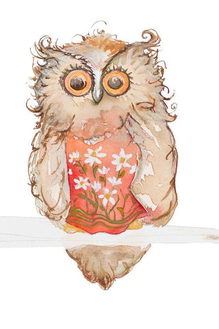 Morning Owl White Modern Wood Framed Art Print with Double Matting by Diannart