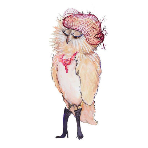 Fashionista Owl Gold Ornate Wood Framed Art Print with Double Matting by Diannart